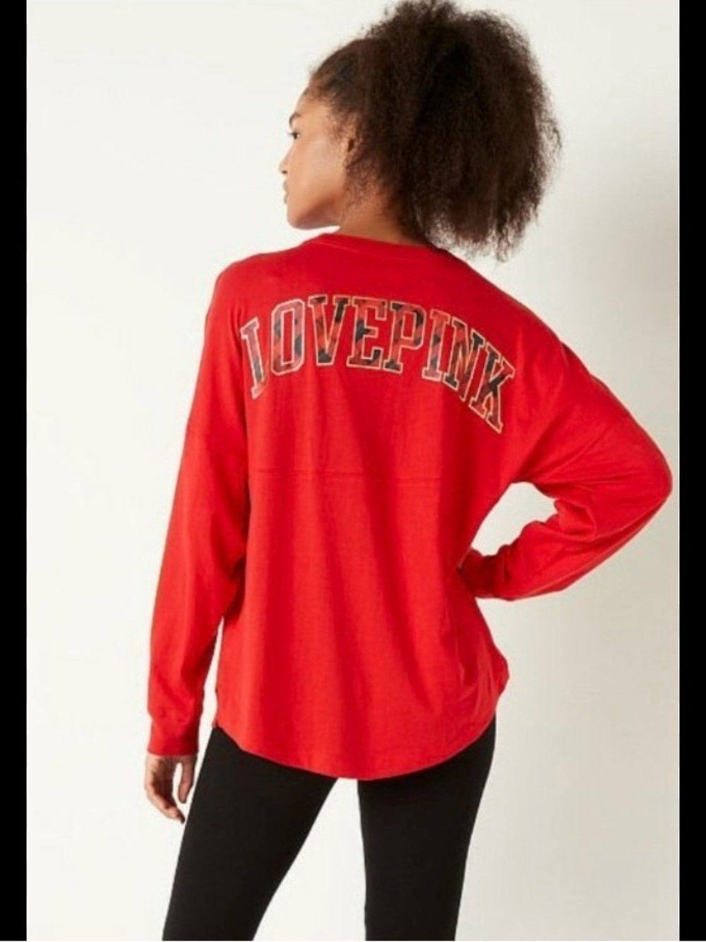 PINK Victoria's Secret Red "LOVEPINK" Long Sleeve Tee